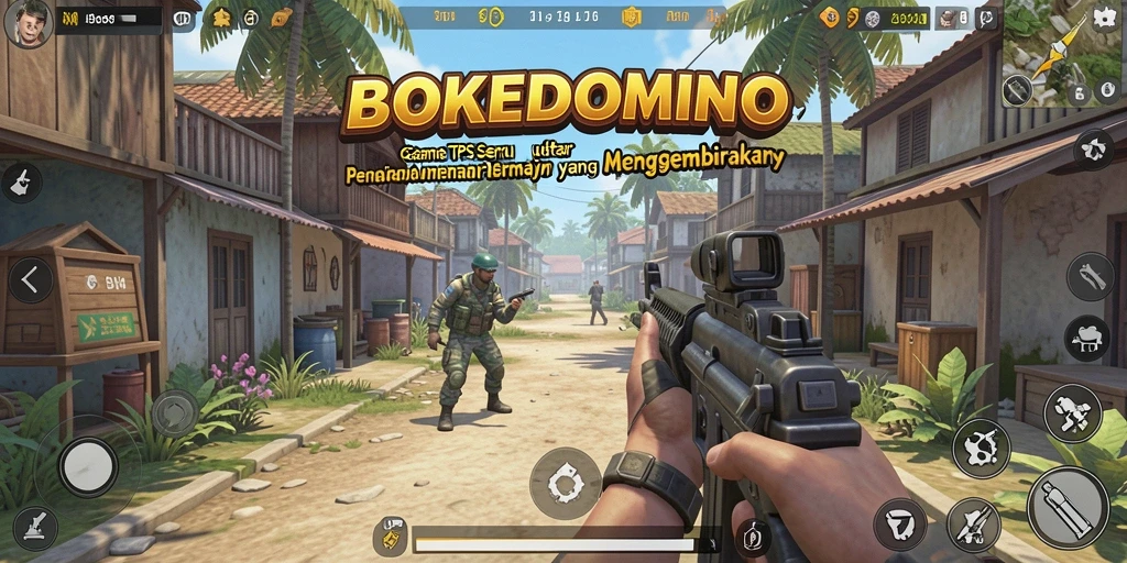 Tampilan gameplay seru di BOKEDOMINO dengan aksi TPS yang mendebarkan.