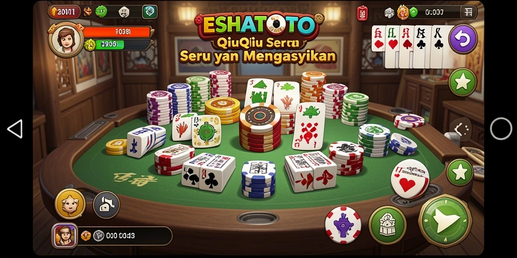 Tampilan gameplay seru dari ESHATOTO yang menggambarkan keseruan QiuQiu.