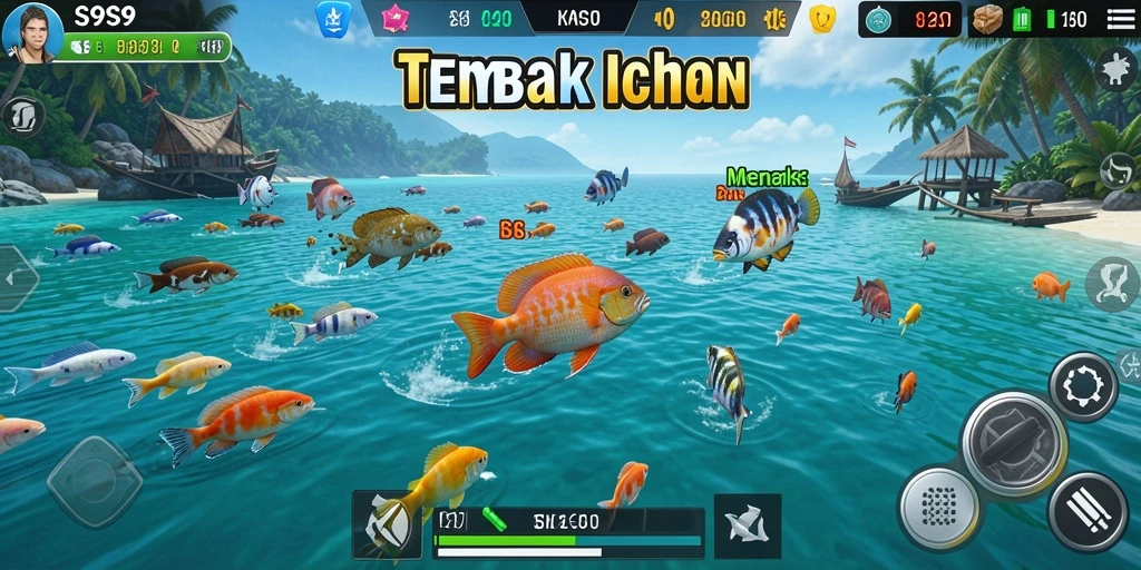 Screenshot gameplay S9S9 yang menampilkan aksi Tembak Ikan yang seru.